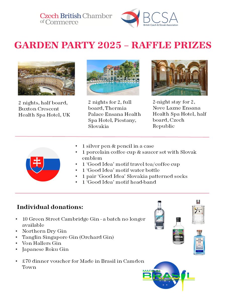 📢CBCC / BCSA traditional Garden Party takes place next month - book now to enjoy the early bird benefit and fantastic raffle prizes
📅21 June 2-6 pm
📍Czech Embassy London
Quote EARLYBIRD4 before 1 June 2025, for a 15% discount: tickettailor.com/events/czechbr…
#gardenparty #event