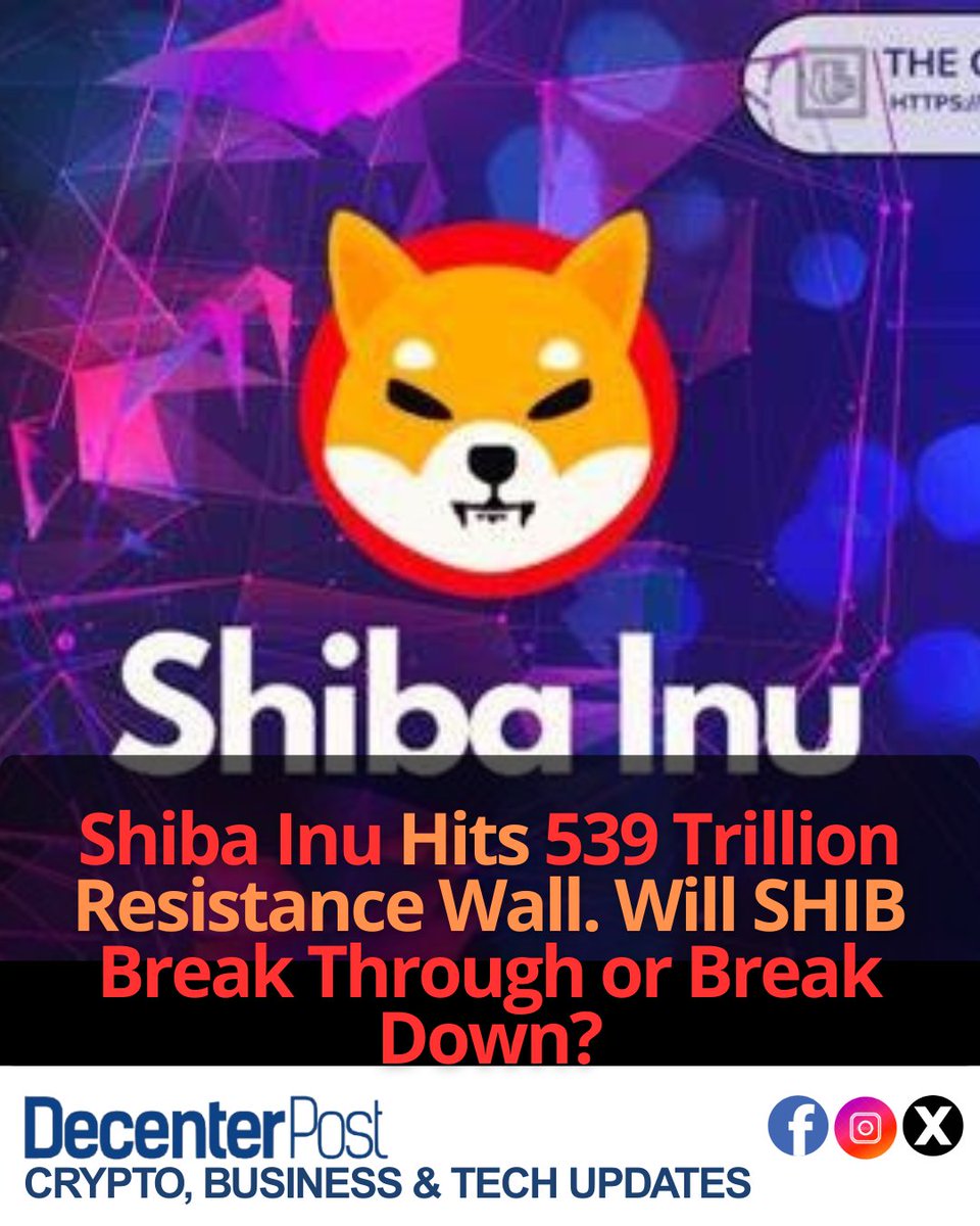 crixwire's tweet photo. Shiba Inu (SHIB) is battling a major resistance at the 539 trillion SHIB level, involving over 132,000 wallets at an average price of $0.000017. 
#ShibaInu #SHIB #CryptoResistance #SHIBPrice #CryptoNews #Altcoins #MemeCoin #SHIBArmy #CryptoMarket #SHIBUpdate https://t.co/5JA3s7ms8U