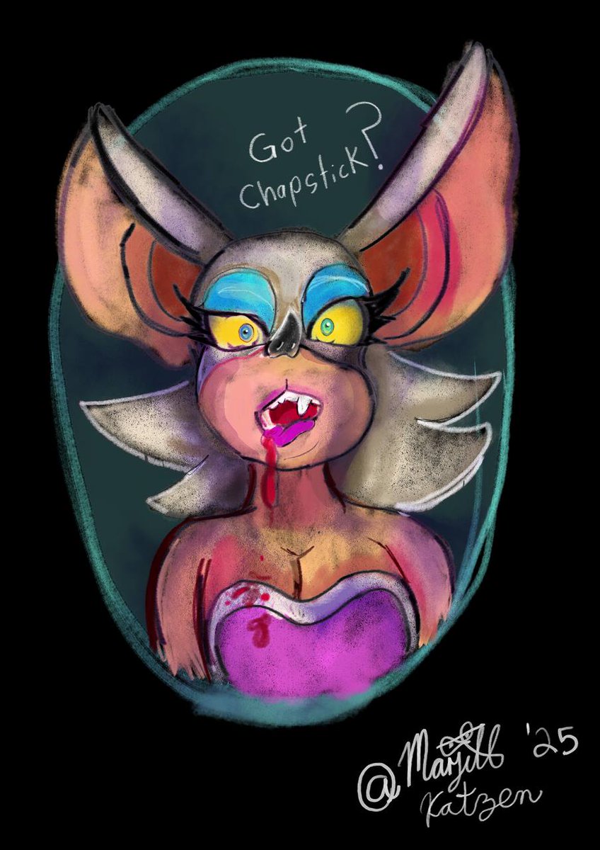 Got any chapstick?

Rougue accidentally bited her lower lip 😦