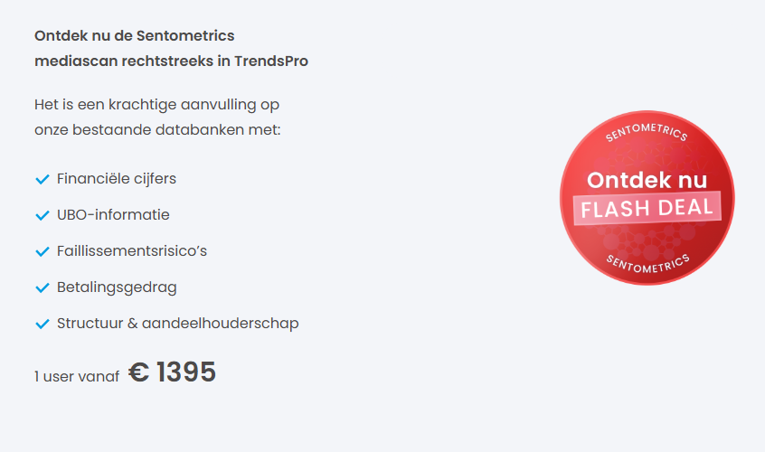 Kris Boudt (@optimizerisk) on Twitter photo Kris, is dit een goed bedrijf op basis van de jaarrekening? De jaarrekening volstaat niet omdat ze te laat beschikbaar is. Je hebt snellere data nodig zoals betalingsgedrag, aandeelhouders en nieuwsdata. Dat alles vind je in TrendsPro. Boek je demo via: trends-business-information.be/sentometrics Kris, is dit een goed bedrijf op basis van de jaarrekening? De jaarrekening volstaat niet omdat ze te laat beschikbaar is. Je hebt snellere data nodig zoals betalingsgedrag, aandeelhouders en nieuwsdata. Dat alles vind je in TrendsPro. Boek je demo via: trends-business-information.be/sentometrics