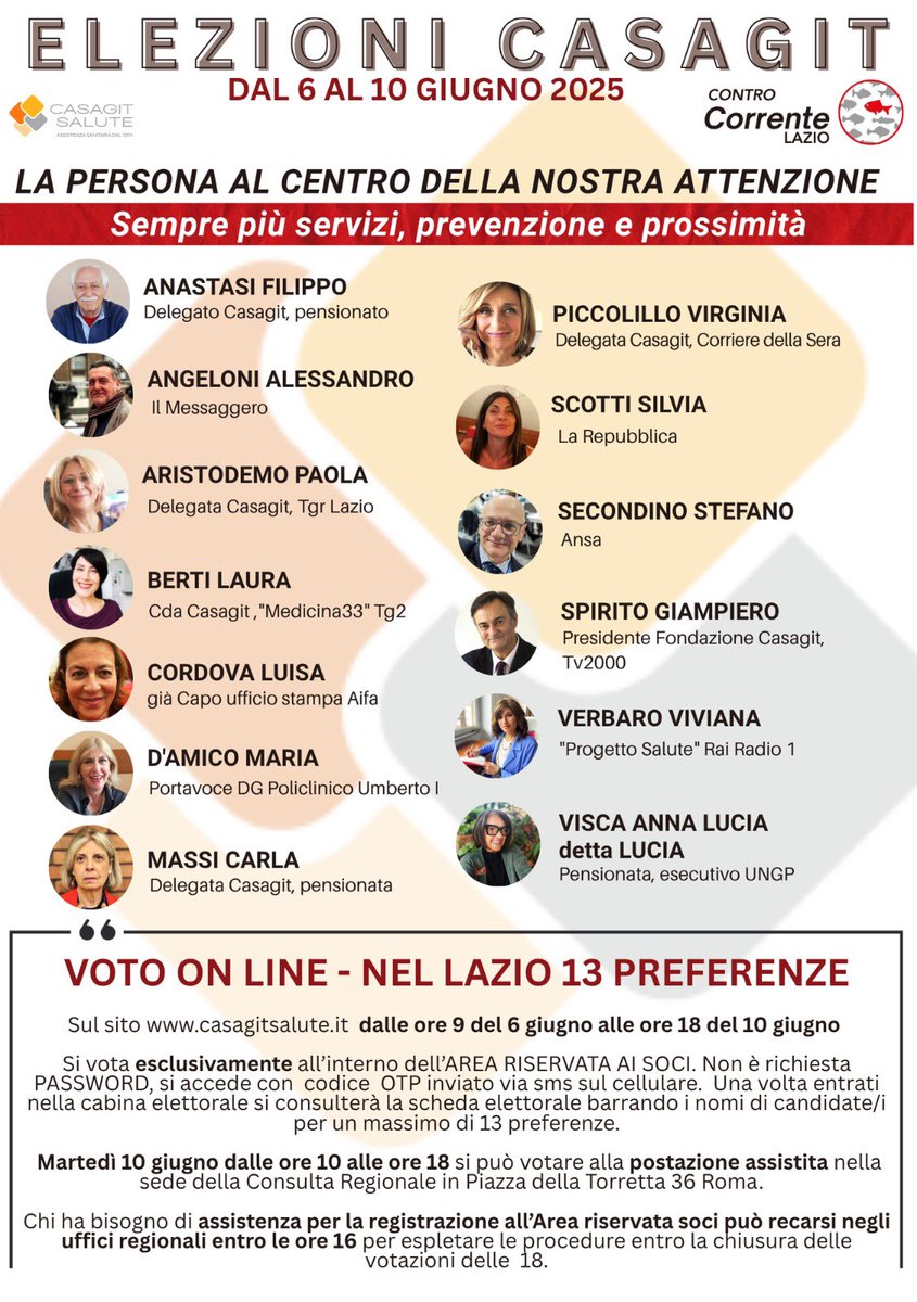 Controcorr's tweet image. 📌ECCO I NOSTRO CANDIDATI
📌CASAGIT SI VOTA DALLE ORE 9 DEL 6 GIUGNO ALLE ORE 18 DEL 10 GIUGNO
📌CASAGIT SEI TE:  L'OMS definisce la salute come "uno stato di completo benessere fisico, mentale sociale e non soltanto l'assenza di malattie o infermità".