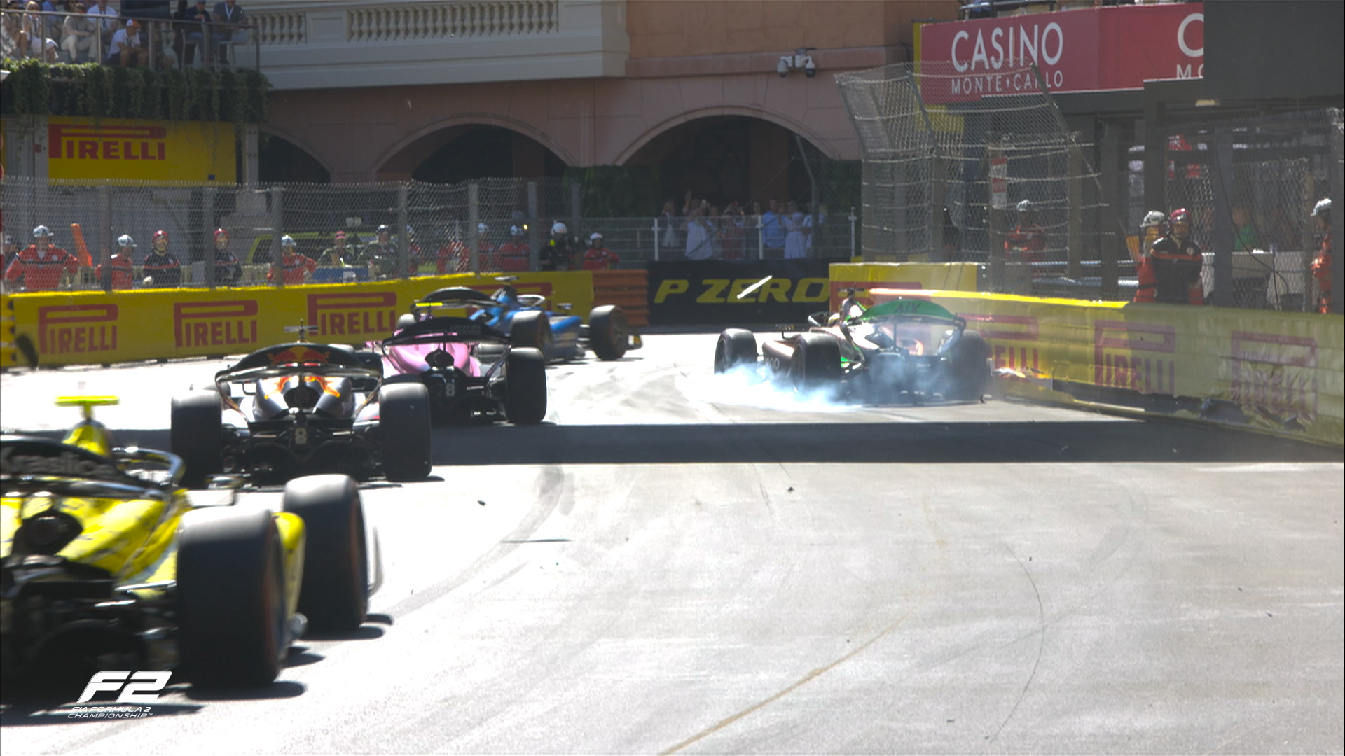 Monaco Formula 2 start mayhem, seven DNFs. Only egos injured!