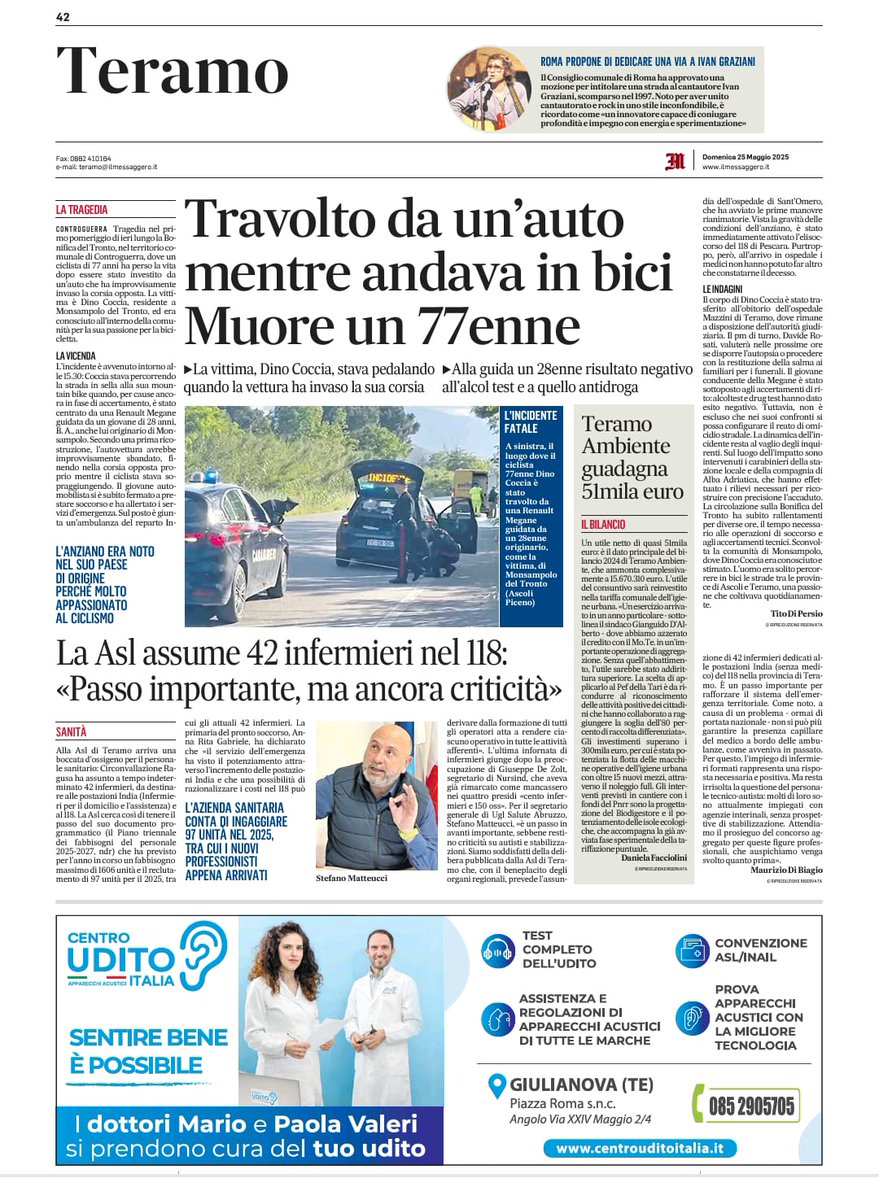 Su <a href="/ilmessaggeroit/">Il Messaggero</a> edizione #Abruzzo 
#assunzioni #sanita #UGL #Matteucci
<a href="/glucagiuliano/">Gianluca Giuliano</a> <a href="/UGLConf/">UGL Confederazione</a>