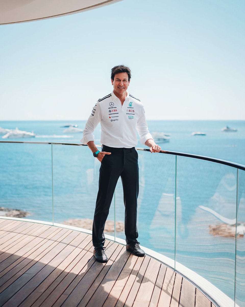 MercedesAMGF1's tweet photo. The commute to work in Monaco, Toto style ⚓ https://t.co/WaQnPplMqc
