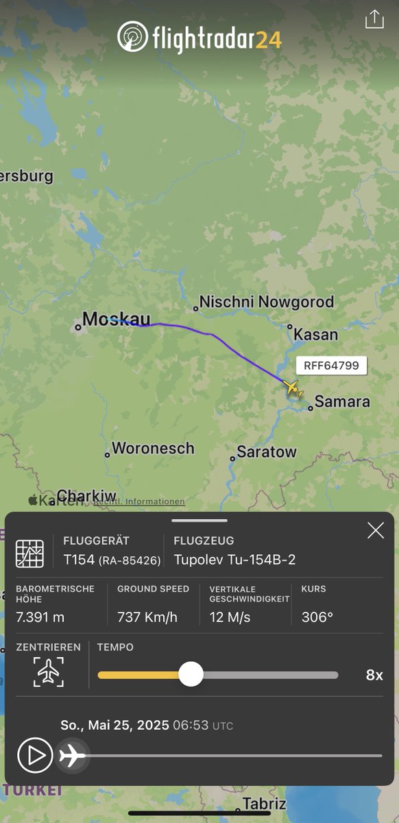 holgidaun's tweet photo. Russia - Air Force Tu-154B-2 RA-85426 #154DB2 als RFF64799
24may Flug von Chkalovskiy nach Samara
25may von Samara nach Chkalovskiy
@thereccelizard @Borrowed7Time @IntelNightOWL https://t.co/aRawYfj6hJ