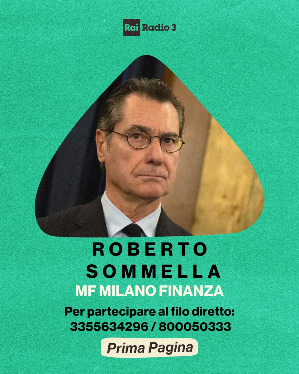 Giornalista e scrittore specializzato in economia, finanza, mercato unico e diritti europei, dal 2020 Roberto Sommella è direttore di MF Milano Finanza .  A #PrimaPagina, dalle 7.15 alla radio e qui bit.ly/primapaginar3