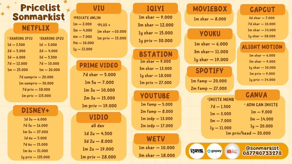 sonmarkist's tweet image. wts wtb, jajan sore yuk! #zonauang

netflix, disney, viu, prime, vidio, iqiyi, bstation, youtube, WeTV, moviebox, Youku, Spotify, Canva, capcut, alight motion