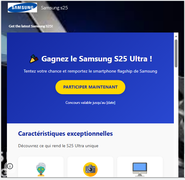 LootsWander's tweet photo. 🚨 DERNIÈRE CHANCE : Samsung S25 à gagner !
⏳ Concours se termine bientôt – dépêchez-vous !
📱 30 secondes pour tenter votre chance
💎 Aucune carte bancaire, juste vos infos de base

Click-https://t.co/HjUeqPw3N6

#Concours #SamsungGratuit #ConcoursSamsung #GagneTonS25 #Gratuit https://t.co/8M0IJ8NEfA