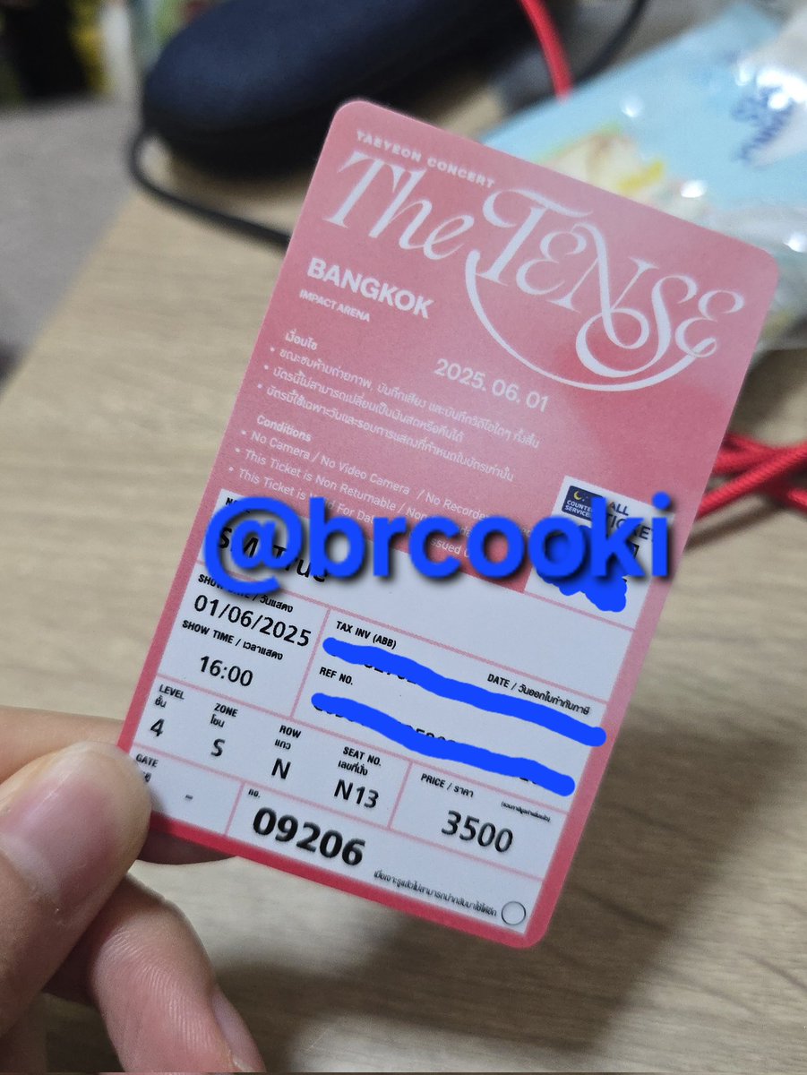 brcooki's tweet photo. ขายบัตร Taeyeon The Tense วันอาทิตย์ (01/06/68)

- โซน S (N13)
- ขาย 3500 บาท
- นัดรับได้ตาม BTS หรือ ที่คอนวันเสาร์
สอบถามdmได้
#TAEYEON_TheTENSE_in_BANGKOK
#TAEYEON_TheTENSE_in_BKK https://t.co/icNnQ5LqmL