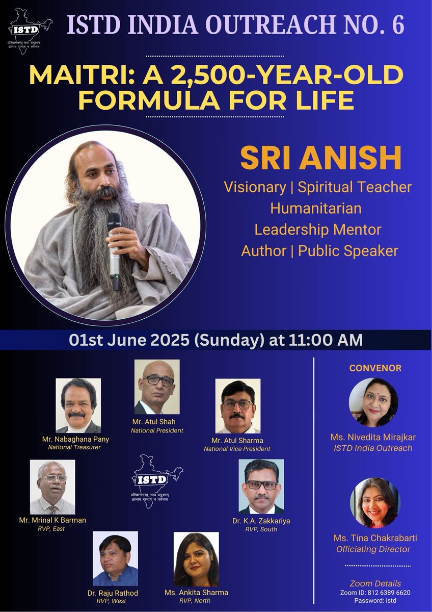 Join us for #ISTD India Outreach No. 6 on 1st June at 11:00 a.m. Register Now - us06web.zoom.us/meeting/regist…