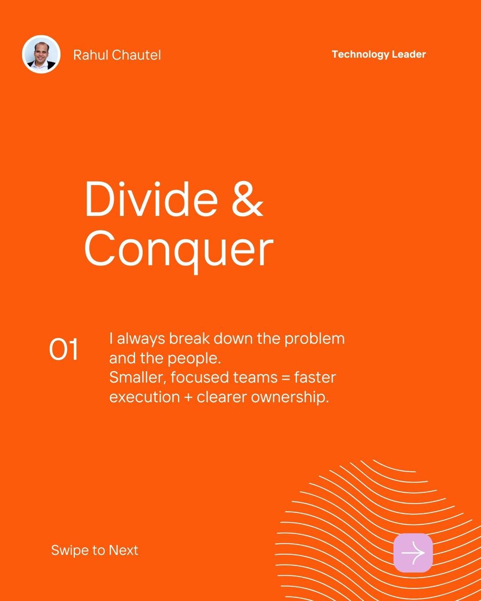 rchautel's tweet photo. Scaling engineering teams isn’t about headcount. It’s about structure.

Great teams don’t fail from lack of talent — they fail from lack of clarity.

Here’s how I structure high-performing teams: ⬇️
If you’re building or scaling a tech org, this framework can help. https://t.co/HNNFMIvg7V