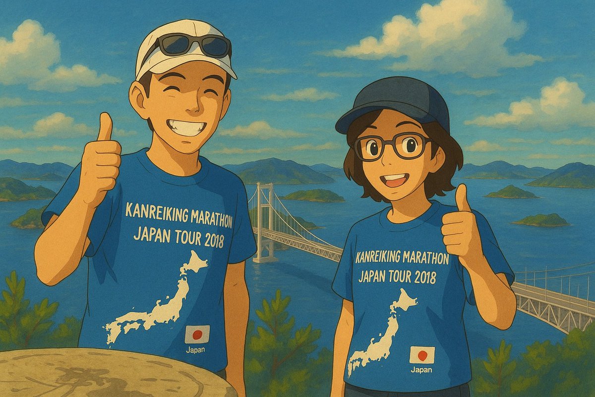 今日は！

日本縦断還暦マラソンメンバーと
倉敷駅→鷲羽山→児島駅とロングjog

3ヶ月ぶりのロング走で
不安でしたが27㌔無事完走😆

最高の曇り☁️空で、暑くも寒くもない
めちゃ気持ち良く走れた〜👍

鷲羽山頂上からの景色最高ーーーー！

イラストはジブリ風だよ😁

#日本縦断還暦マラソン