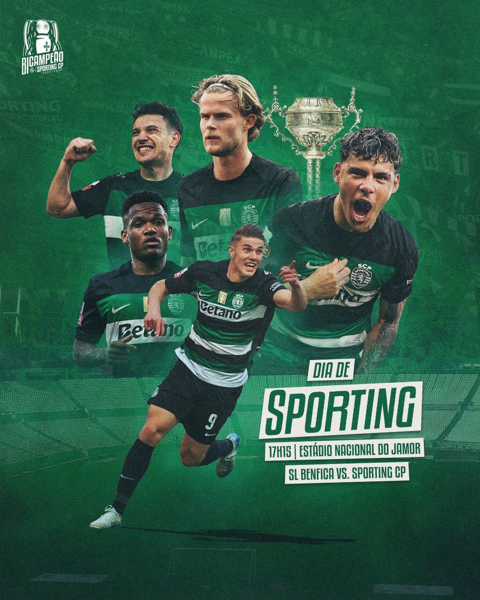 SportingCP's tweet photo. Hoje o Bicampeão entra em campo na final da prova rainha 🏆

Hoje é 𝐃𝐈𝐀 𝐃𝐄 𝐉𝐀𝐌𝐎𝐑 🔛 https://t.co/jUyShPMjqo