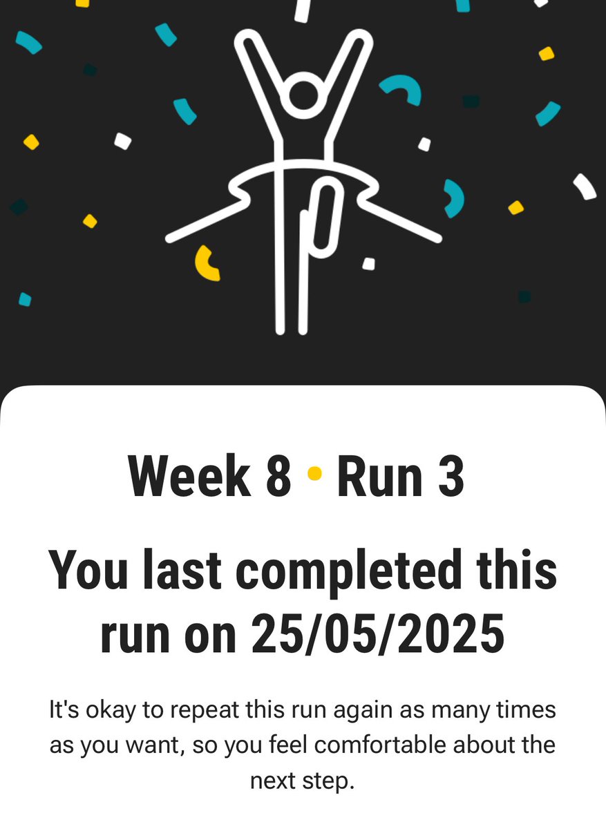 proteinrunner's tweet image. Week 8 final run done! 👍 on the treadmill.  Off on an active camping trip next week so I’ll pick up week 9 hopefully Tuesday next week - if not, when I’m back! 🏃‍♀️ #couchto5k #slimmingworld #ukrunchat