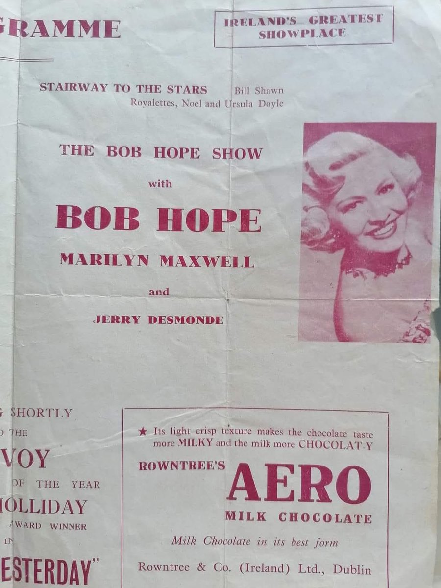 OTD 25th May 1951 #Dublin's  Theatre Royal Bob Hope performed. Joe Brolly former <a href="/RTEgaa/">RTÉ GAA</a>  pundit and player's grand Uncle Bill Shawn and my Aunt Ursula and Uncle Noel Doyle danced a routine together "Stairway to the Stars" ! I have the original programme
