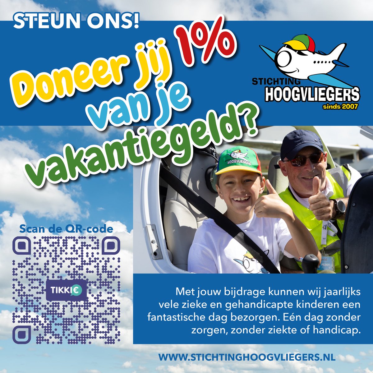 Doneer jij 1% van je vakantiegeld aan Stichting Hoogvliegers? Iedere euro is welkom!! 

tikkie.me/pay/Hoogvliege…