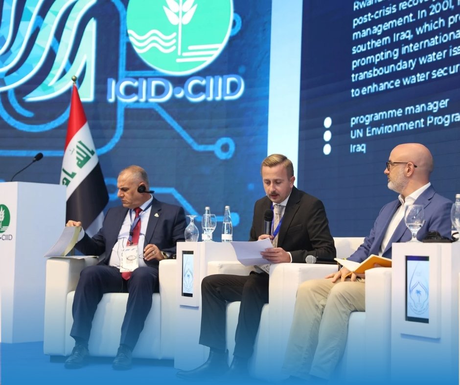IUCNROWA's tweet image. At the #BaghdadWaterConference, @IOMIraq led a session on #ClimateDisplacement in Iraq. Experts highlighted how marshland degradation drives migration, urging action through #WaterSecurity, nature-based Solutions.
@UNEP @WHO @UKinIraq