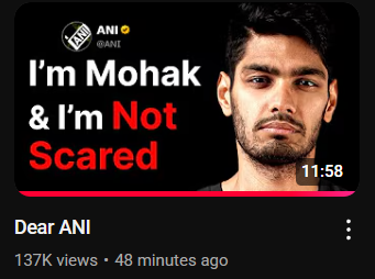 drishtadyumn's tweet photo. So ANI 
(the company owned by Smita Prakash's husband)

is going around threatning YouTubers with copyright strikes &amp; demanding absurd amounts of money to solve it.

Watch the video &amp; listen to the arrogance of this boomer nggr at ANI, demanding the ransom.

Unreal. https://t.co/iSLM4DBbfL