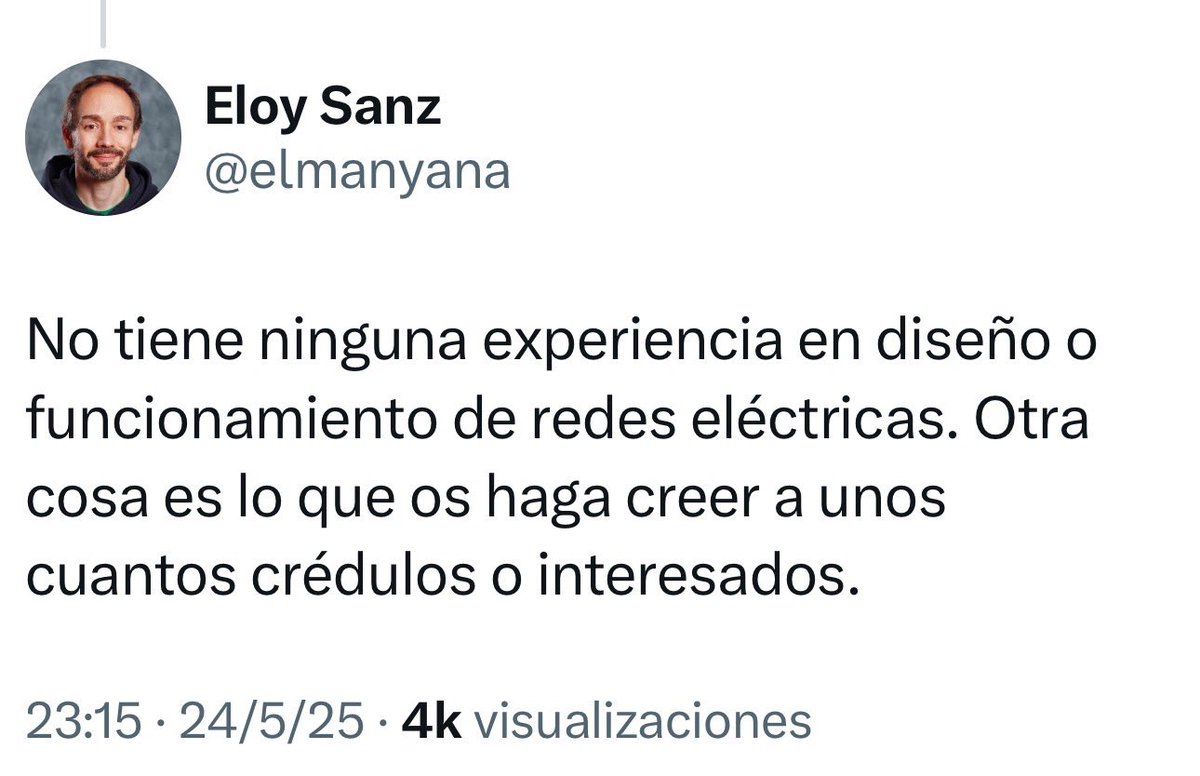 Llevo más de 25 años trabajando a turnos para suministrar una media del 6% de la energía eléctrica producida en España, en contacto directo con los centros de control de la energía de Endesa y de Red Eléctrica, observando en tiempo real cómo evolucionan los parámetros de la red