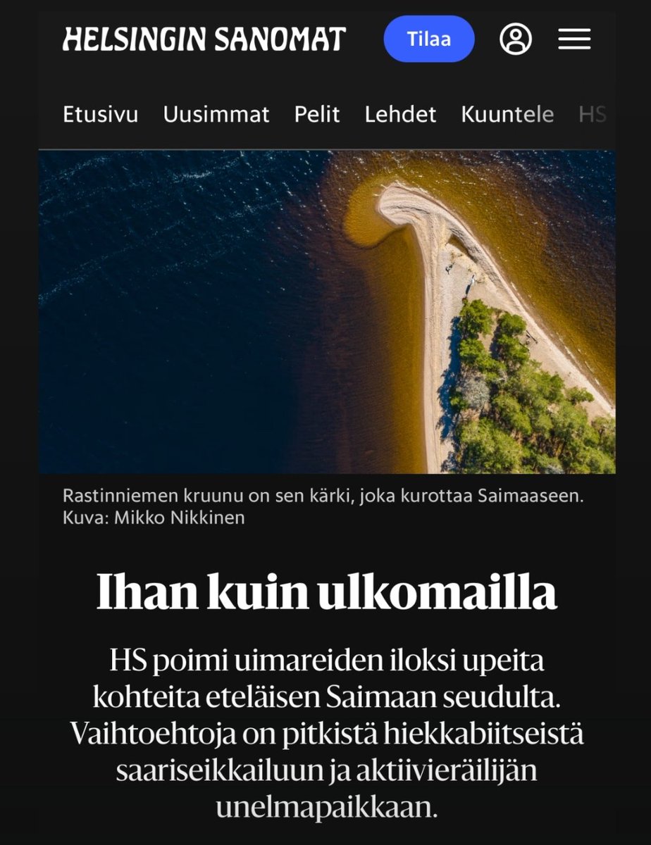 <a href="/hsfi/">Helsingin Sanomat</a>  Matkailun aarteita löydettäväksi <a href="/Taipalsaari/">Taipalsaaren kunta</a>  #Rastiniemi
