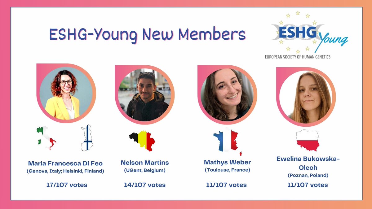 eshg_young (@eshg_young) on Twitter photo Welcome our new <a href="/eshg_young/">eshg_young</a> Committee Members! 🧬
4 new members will be joining the ESHG-Young Committee this year!
Maria Francesca di Feo 🇮🇹🇫🇮
Nelson Martins 🇧🇪
Mathys Weber 🇫🇷
Ewelina Bukowska-Olech 🇵🇱
Congratulations to our new Committee members! #ESHG2025 <a href="/eshgsociety/">European Society of Human Genetics (ESHG)</a> Welcome our new <a href="/eshg_young/">eshg_young</a> Committee Members! 🧬
4 new members will be joining the ESHG-Young Committee this year!
Maria Francesca di Feo 🇮🇹🇫🇮
Nelson Martins 🇧🇪
Mathys Weber 🇫🇷
Ewelina Bukowska-Olech 🇵🇱
Congratulations to our new Committee members! #ESHG2025 <a href="/eshgsociety/">European Society of Human Genetics (ESHG)</a>