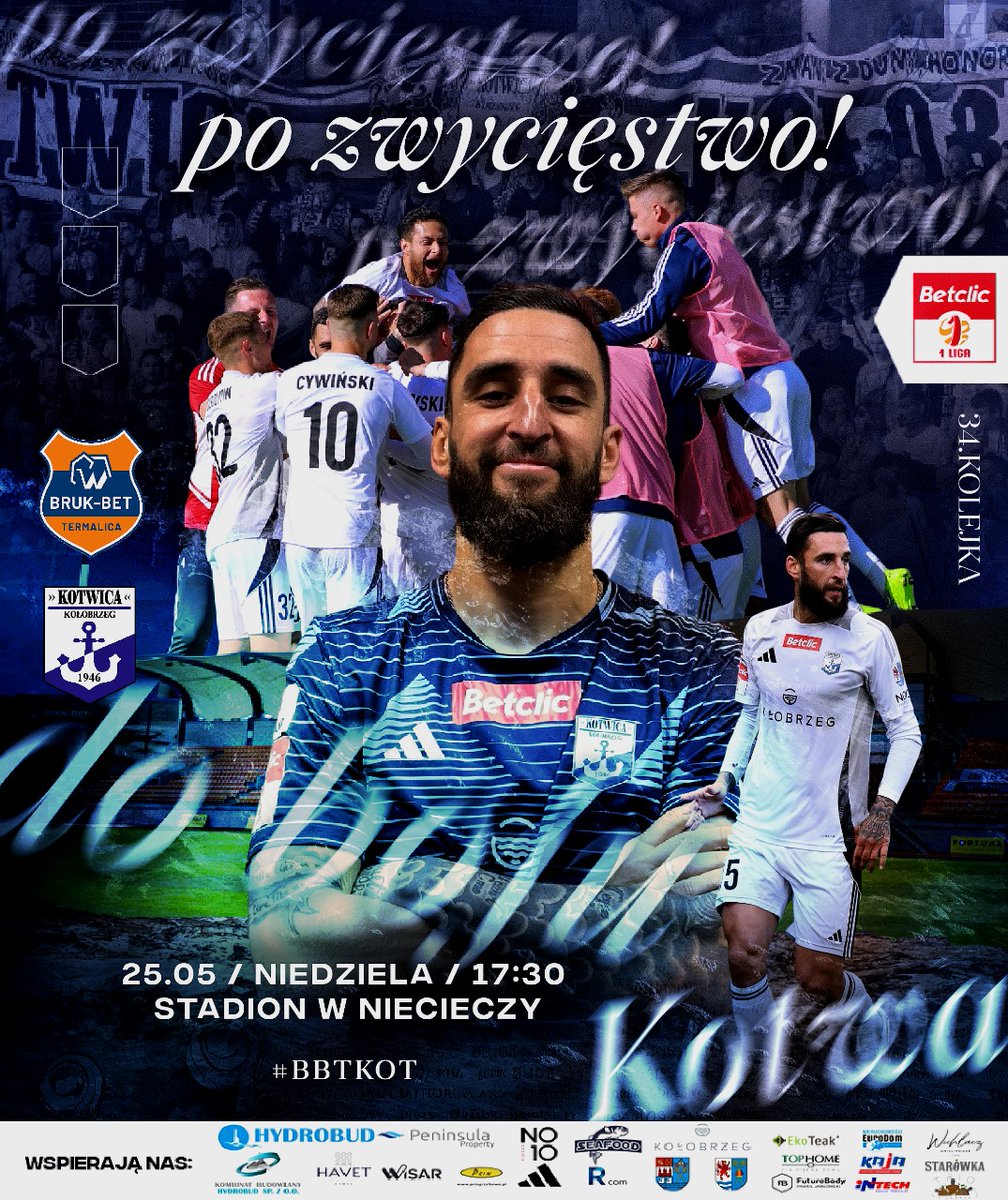 🔥🔥DZIEŃ MECZOWY🔥🔥
🏆 34 kolejka Betclic 1 Liga
🆚 Bruk-Bet Termalica Nieciecza
🏟️ Stadion Bruk-Bet
🕠 17:30
📺TVP SPORT, sport.tvp.pl

DO KOŃCA PANOWIE!⚓️

#DoBojuKotwa #RAZEMSILNIEJSI #BBTKOT