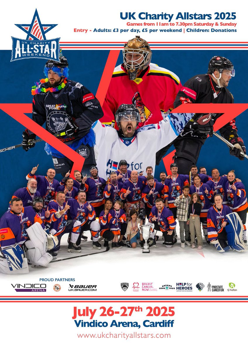 Just 62 days until we’re back <a href="/VindicoArena/">Vindico Arena</a> <a href="/cardiffdevils/">Cardiff Devils</a> for this years Allstars weekend!

Over £90k has been raised so far, closing in on last years total of £152,733!

Please RT this and hope you can join us for some hockey and supporting the many charities involved.