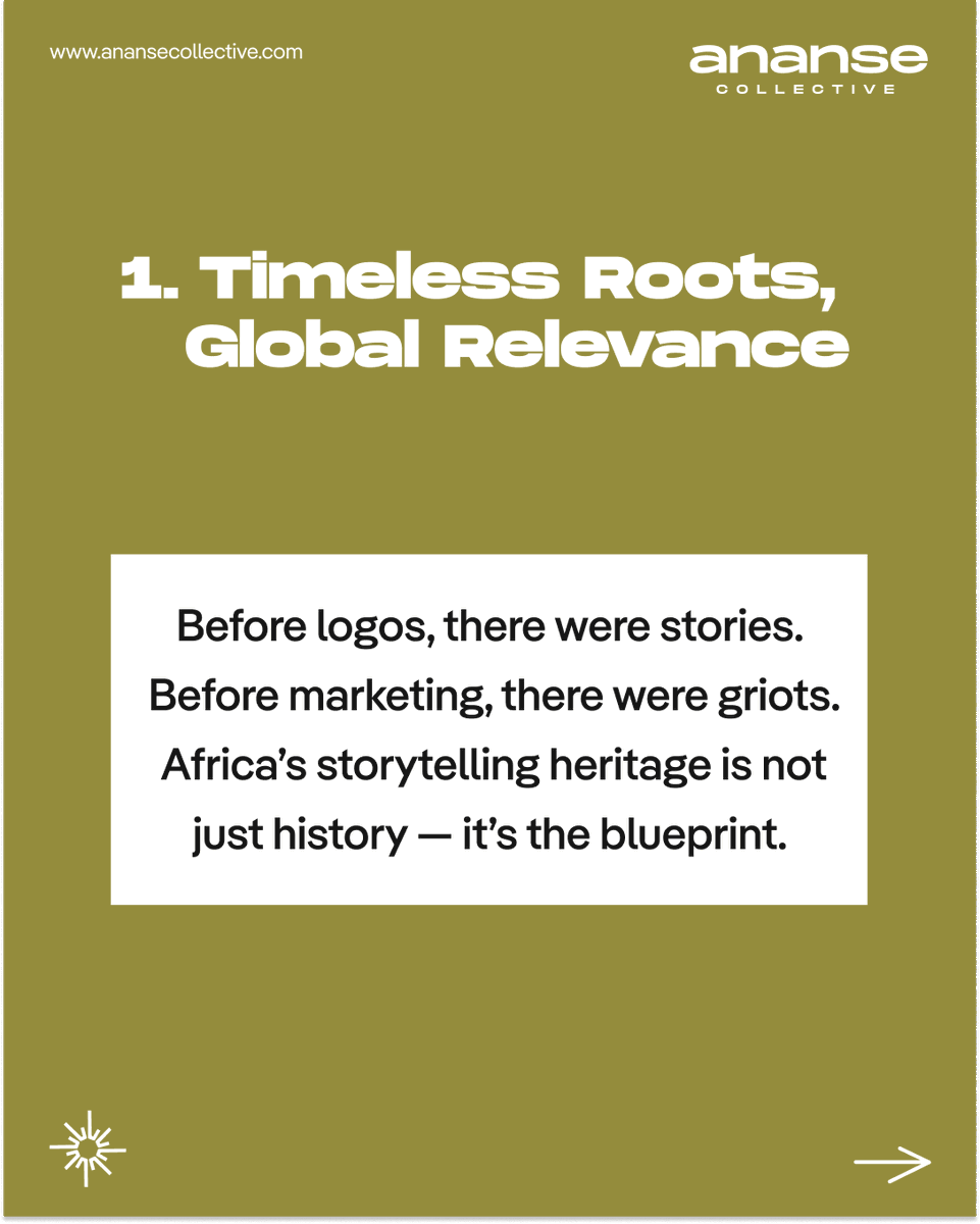 AnanseCollectiv's tweet photo. African storytelling isn’t a trend...it’s a timeless strategy.
In a world craving authenticity, African storytelling gives brands soul, depth, and power.
Swipe to discover why it’s not just the past... it’s the future.
#AnanseCollective #BrandAfrica https://t.co/F2z4AFDdIp