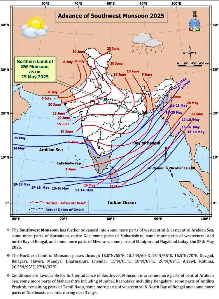 Hosalikar_KS's tweet image. 25 May, Conditions fav for further adv of #SWMonsoon in some more parts of central Arabian Sea,some more parts of #Mah including #Mumbai,#KA including #Bengaluru,some parts of #AP,remaining parts of #TN, some more parts of WC &amp;amp; N BoB &amp;amp;NE in nxt 3 days
:IMD
@mybmc @CMOMaharashtra