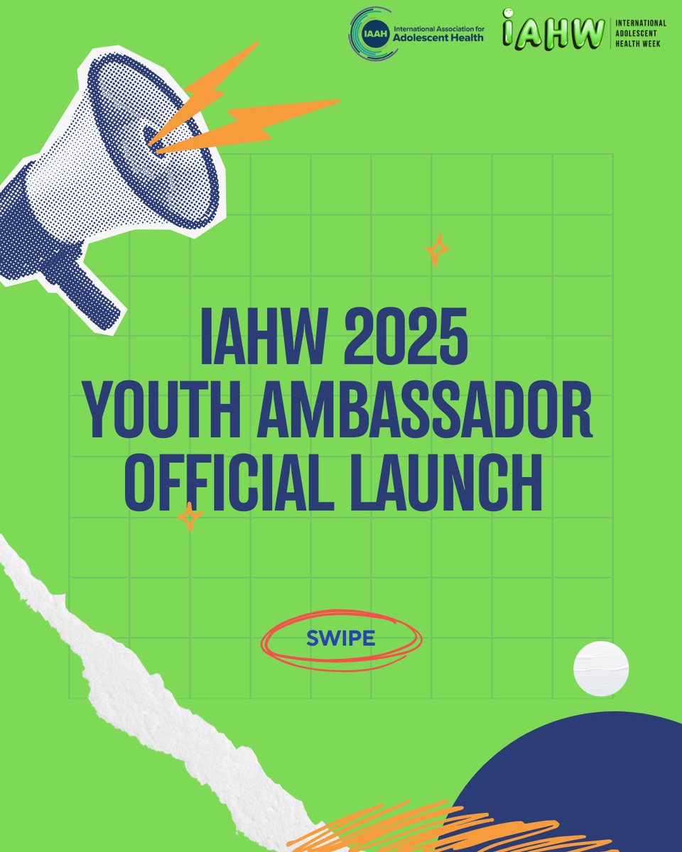 IAHW_IAAH's tweet image. 73 Youth Ambassadors  are stepping up to champion adolescent health during International Adolescent Health Week 2025! 🌍
They’ll raise awareness, spark conversations, and drive real change in their communities and beyond. 💬🔥

This is youth leadership in action
This is #IAHW2025