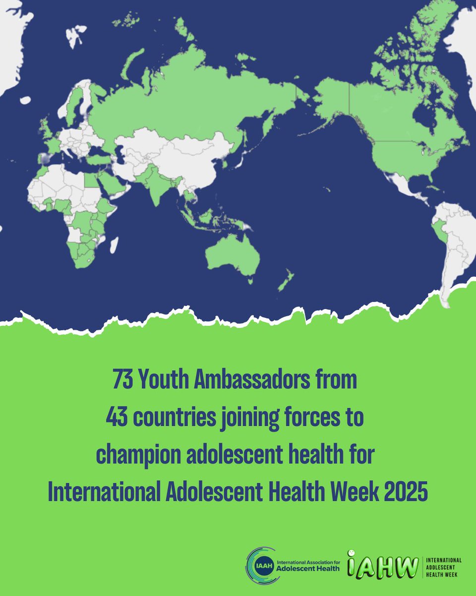 IAHW_IAAH's tweet image. 73 Youth Ambassadors  are stepping up to champion adolescent health during International Adolescent Health Week 2025! 🌍
They’ll raise awareness, spark conversations, and drive real change in their communities and beyond. 💬🔥

This is youth leadership in action
This is #IAHW2025