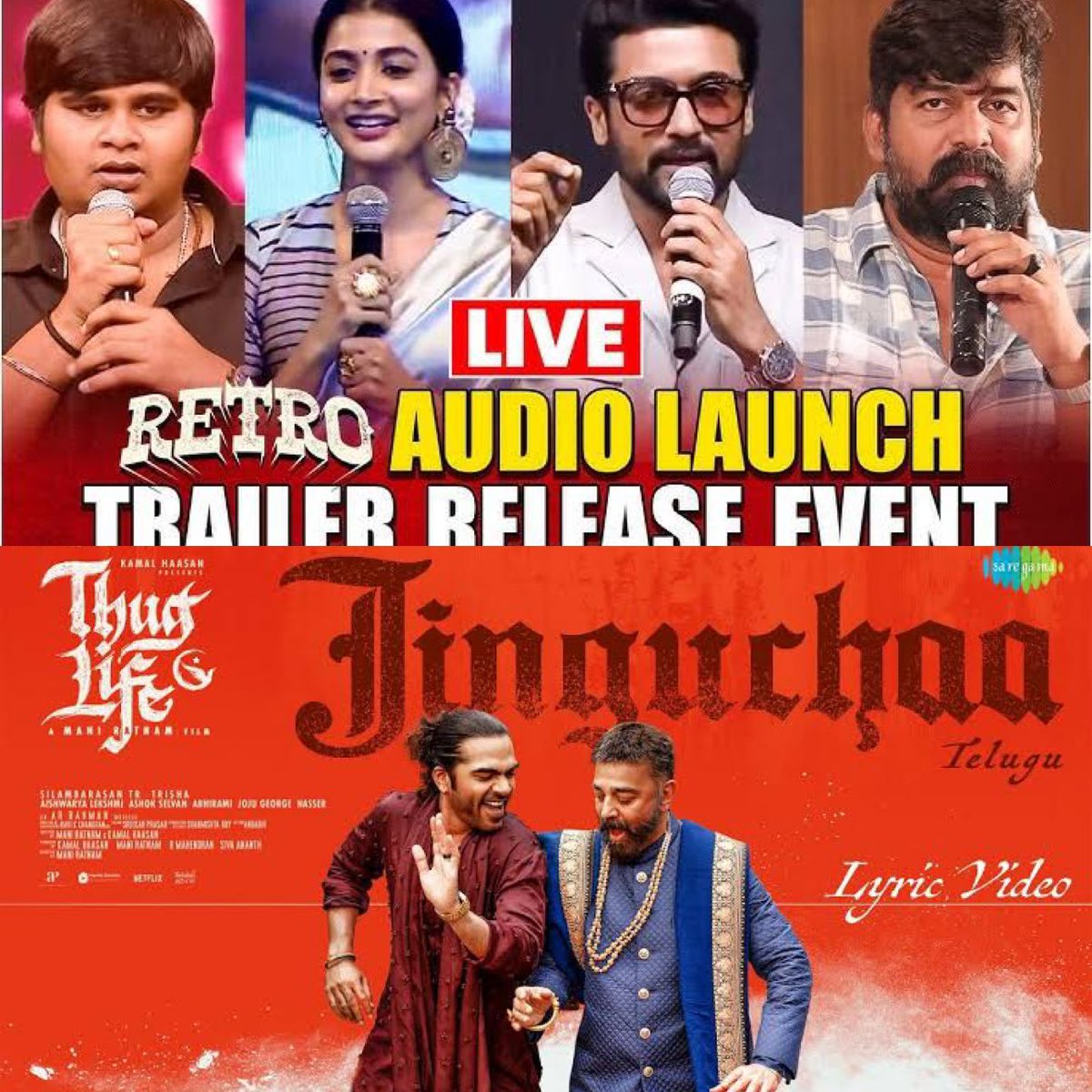 surbalutwt's tweet photo. Timeline insecurity comedies 😂
Thuglife first single #Jinguchaa released on April 18 2025 where same day #RetroAudioLaunch took place .
Going by same logic #Kamalhaasan insecure over #Suriya. ? 🤔
So many #Thuglife and #Retro updates came on same day . https://t.co/R556OGVJKL