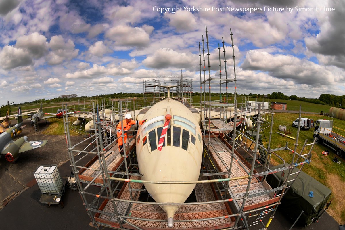The Handley Page Victor Plane is sanded down and prepared for repainting at <a href="/air_museum/">Yorkshire Air Museum</a> #Yorkshire see <a href="/yorkshirepost/">The Yorkshire Post</a> <a href="/YPinPictures/">Yorkshire Post In Pictures</a> <a href="/MarisaCashill/">Marisa Cashill</a> <a href="/JayMitchinson/">James Mitchinson</a> #plane #photography