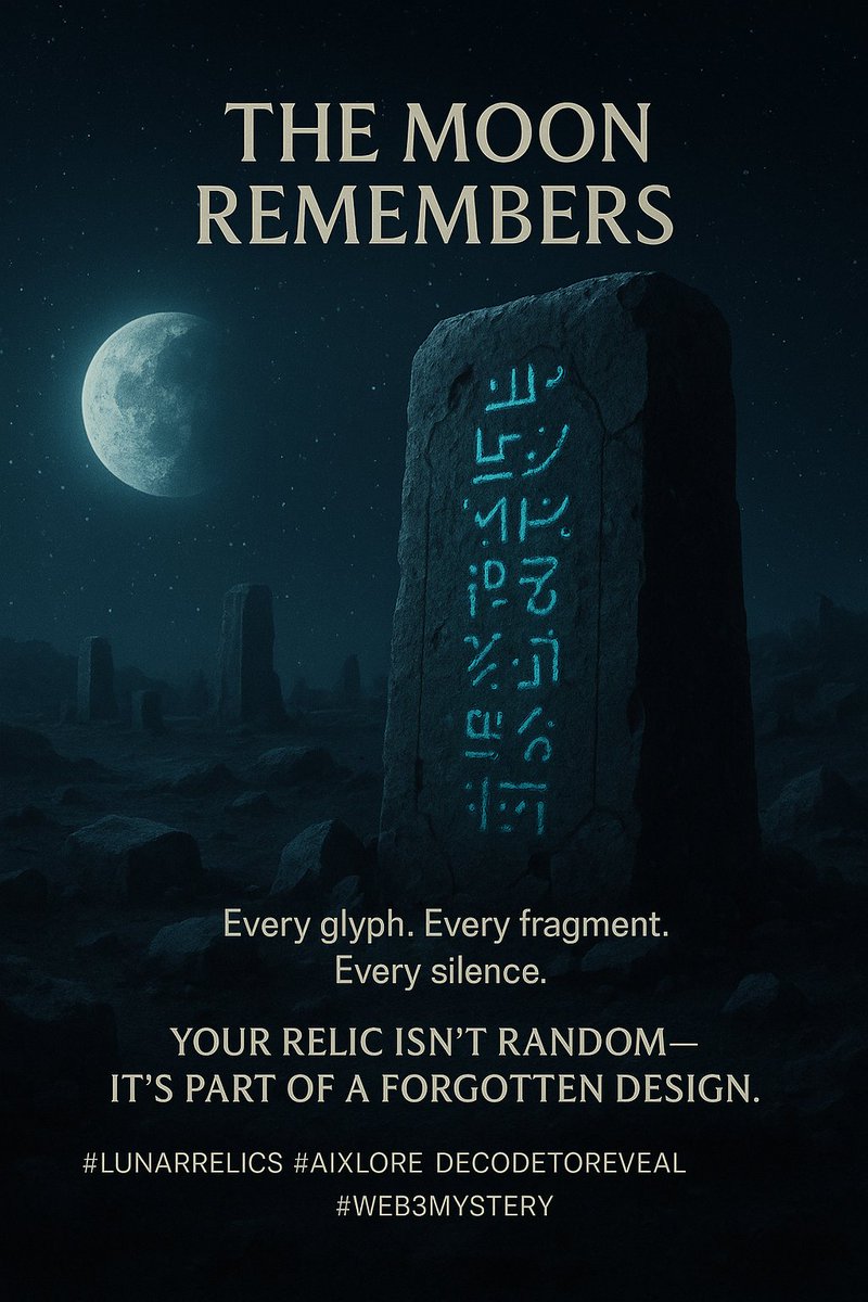 LunarRelics's tweet photo. Every glyph. Every fragment. Every silence.
Your relic isn’t random—it’s part of a forgotten design.
Start decoding. The past is alive.
#LunarRelics #AIxLore #DecodeToReveal #Web3Mystery https://t.co/xdD1cmsOQX