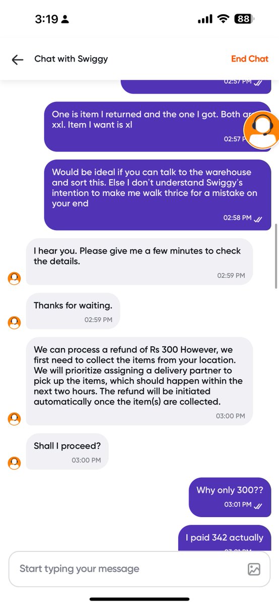 prashaanth1993's tweet photo. Hey Swiggy Instamart, 
@SwiggyCares @SwiggyInstamart Doesnt your customer support and warehouse team talk to each other ? 

When a replacement is done for an item that is wrong, same item gets delivered. And the agent takes the liberty to reduce 30rs from the refund herself. WOW! https://t.co/3hqVUjif93