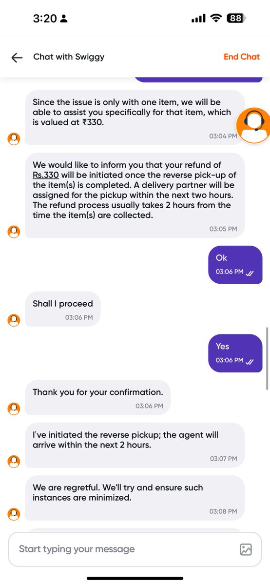 prashaanth1993's tweet photo. Hey Swiggy Instamart, 
@SwiggyCares @SwiggyInstamart Doesnt your customer support and warehouse team talk to each other ? 

When a replacement is done for an item that is wrong, same item gets delivered. And the agent takes the liberty to reduce 30rs from the refund herself. WOW! https://t.co/3hqVUjif93