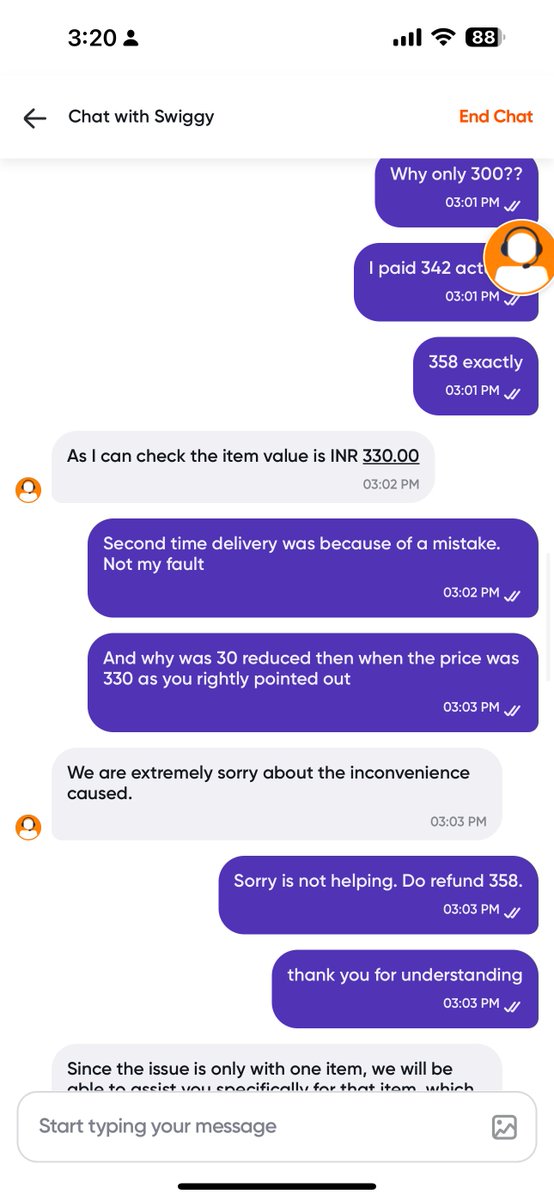 prashaanth1993's tweet photo. Hey Swiggy Instamart, 
@SwiggyCares @SwiggyInstamart Doesnt your customer support and warehouse team talk to each other ? 

When a replacement is done for an item that is wrong, same item gets delivered. And the agent takes the liberty to reduce 30rs from the refund herself. WOW! https://t.co/3hqVUjif93