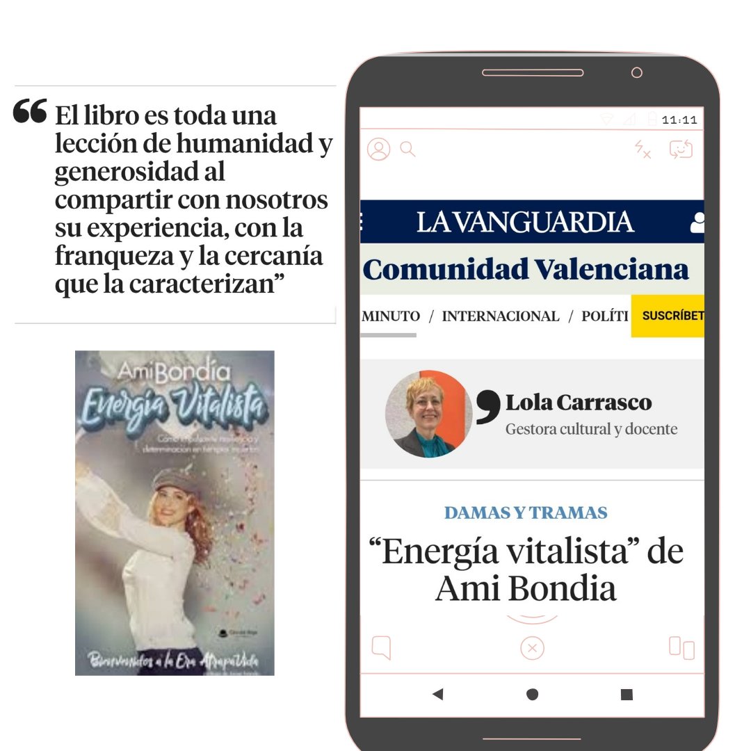 Ami Bondía🌞/Lady Energía 🔋 (@amibondia) on Twitter photo Hoy amanecí con este regalo en el diario @lavanguardia que comparto con vosotros. Gracias <a href="/LolaCarrasco/">Lola Carrasco</a> por tan bonitas palabras 💛
Os deseo un domingo lleno de luz✨
lavanguardia.com/local/valencia…
#EnergíaVitalista #libro #lecturarecomendada Hoy amanecí con este regalo en el diario @lavanguardia que comparto con vosotros. Gracias <a href="/LolaCarrasco/">Lola Carrasco</a> por tan bonitas palabras 💛
Os deseo un domingo lleno de luz✨
lavanguardia.com/local/valencia…
#EnergíaVitalista #libro #lecturarecomendada