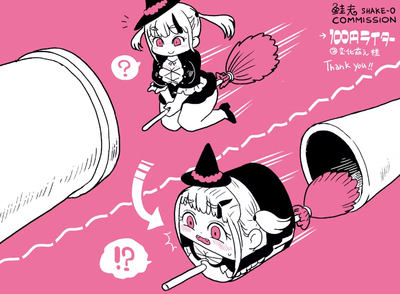skeb納品しました!

 100円ライターさん(@se7cond)からのリクエストで、 魔女コスぺろみちゃんがホウキに乗って土管に突っ込み、通り抜けて円柱化しちゃうところです! 

ありがとうございました!  #skeb #円柱化

https://t.co/WJ84GoYw9N 