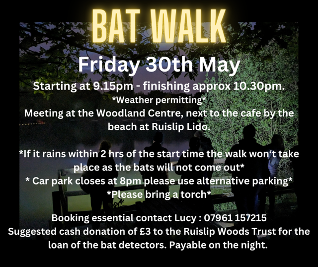 Ruislip Woods Trust (@ruislipwoods) on Twitter photo Would you like to go on a Bat Walk organised by <a href="/Hillingdon/">Hillingdon Council</a> in #Ruislip Woods this Friday 30th May at 9:15pm? Meet at the Woodland Centre. Booking essential
ruislipwoodstrust.org.uk/our-events/
#RuislipLido #GetOutside #FreshAir #GoodCompany #exercise
<a href="/Hill_libraries/">Hillingdon Libraries</a> Would you like to go on a Bat Walk organised by <a href="/Hillingdon/">Hillingdon Council</a> in #Ruislip Woods this Friday 30th May at 9:15pm? Meet at the Woodland Centre. Booking essential
ruislipwoodstrust.org.uk/our-events/
#RuislipLido #GetOutside #FreshAir #GoodCompany #exercise
<a href="/Hill_libraries/">Hillingdon Libraries</a>
