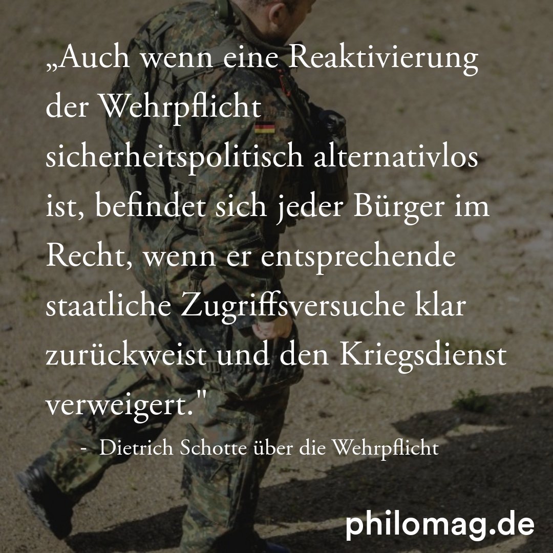 Die Reaktivierung der Wehrpflicht ist das Gebot der Stunde. Doch darf kein Bürger gegen seinen Willen zum Kriegsdienst gezwungen werden.
bit.ly/4jhiXtJ