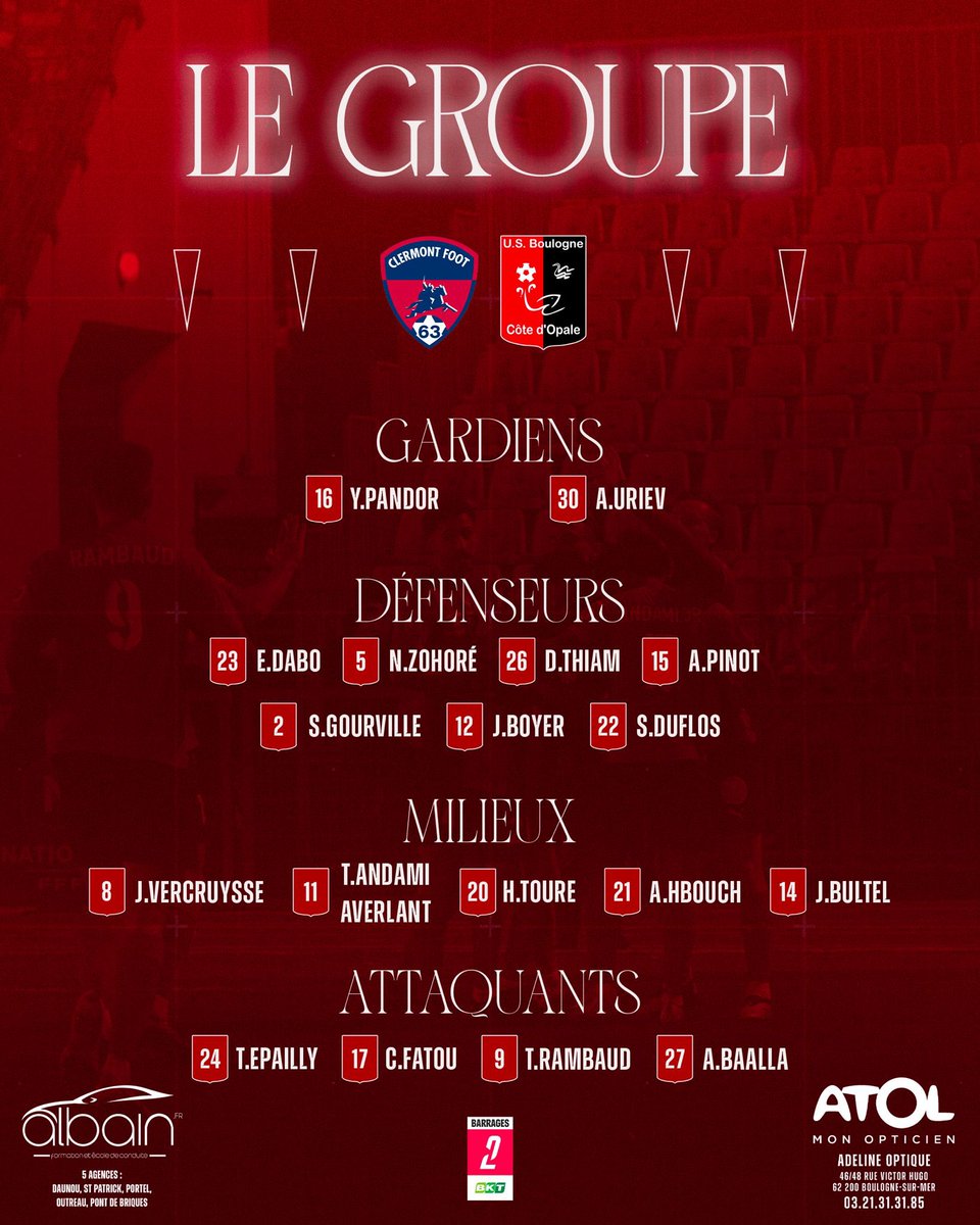 𝐉𝐎𝐔𝐑 𝐉 - 𝐋𝐄 𝐆𝐑𝐎𝐔𝐏𝐄

⏰Coup d’envoi à 17h00. 

Choix : DELINS - JANNEQUIN - FLOCHON - CAL  - BUSIN - PAILLARD - KEITA
Reprise : LENOGUE  - KITENGE 

⬇️ N'hésitez pas à laisser un message d'encouragement à nos Rouge et Noir dans les commentaires 🔴⚫️