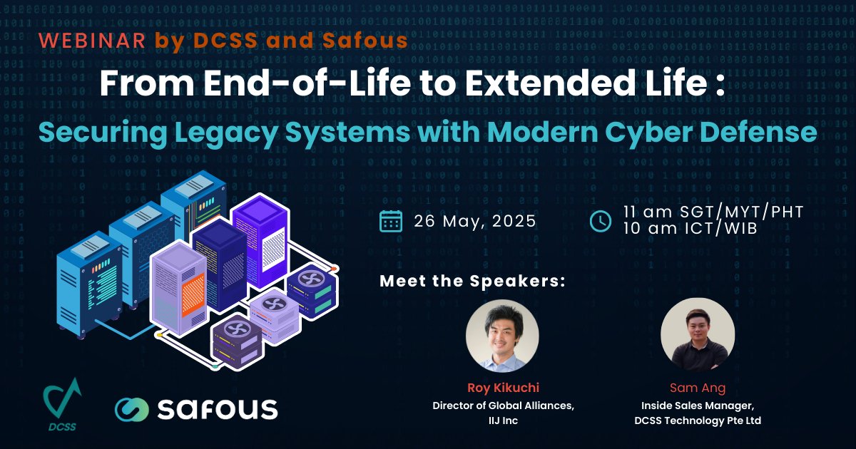 Safous_TYA's tweet image. 🚨 It’s tomorrow!
Learn how to protect legacy systems the modern way. Don’t let outdated infrastructure be your weak link.

🗓 May 26 | 11AM SGT
👉 hubs.li/Q03mpSQJ0

#CyberResilience #LegacySecurity