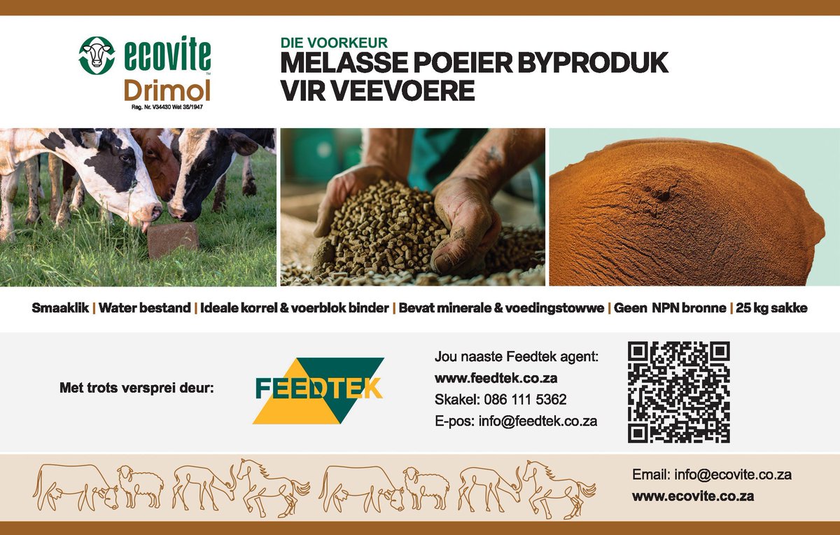 Ecovite Drimol is ’n bindende veevoerbymiddel. Dit is geskik vir alle plaasdiere, en verbeter waterweerstand en verhoog smaaklikheid in lekaanvullings en voerpille. Ontdek al Ecovite Drimol se voordele hier: agriorbit.com/ecovite-drimol…