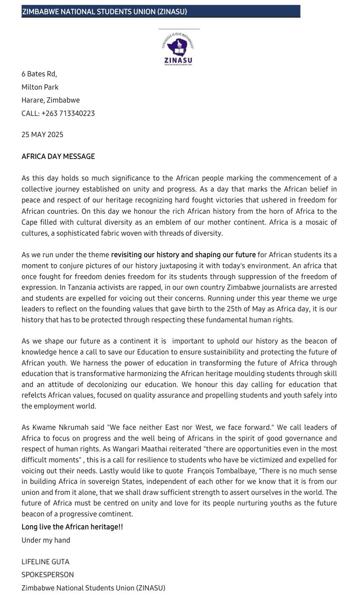 📌AFRICA DAY

It is important to uphold our history as the beacon of knowledge hence a call to save our Education,protecting youth &amp; ensuring sustainibility.

We harness the power of education that is transformative harmonizing the African heritage moulding students through skill