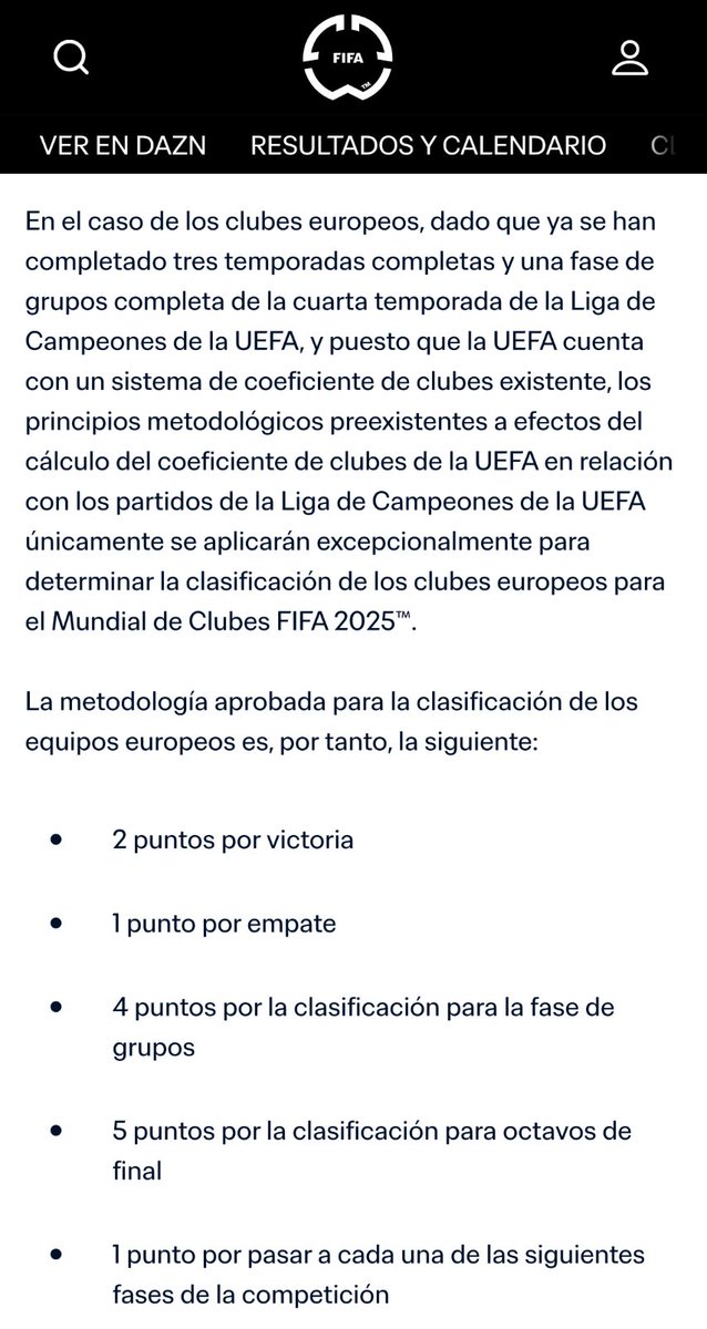 No entiendo estas quejas. No pudieron ser más claros los criterios participación para clubes europeos, resultados en Champions últimas 4 temporadas. En ningún momento han importado ni las Ligas ni las Copas ni ningún otro torneos. Se sabe desde el día 1! fifa.com/es/tournaments…