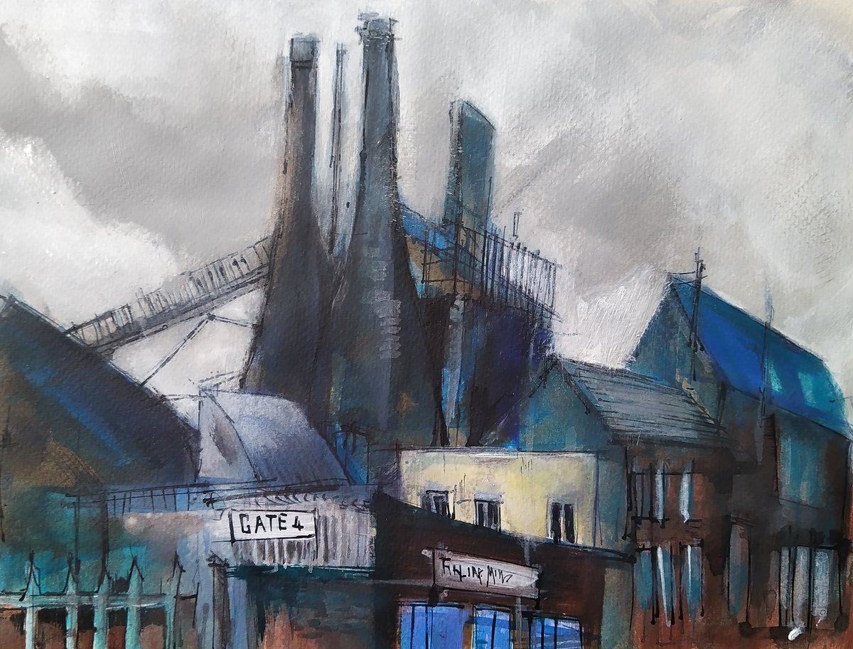Small acrylic study of the Furlong Mills mineral plant , Burslem