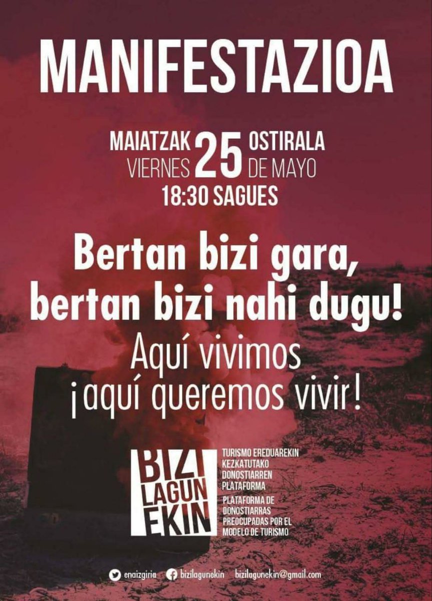 BiziLagunEkin's tweet photo. Gaur 7 urte Bizilagunekin plataformak lehen manifestazioa egin zuela, #BizitzaDaHandiena astearen baitan. Gero eta gehiago gara, gero eta nabarmenagoa da #Donostia #DesazkundeTuristikorantz bideratzeko beharra. Bertan BIZI nahi badugu, elkar LAGUNdu eta EKIN behar dugu. https://t.co/7cjC1jjVLj
