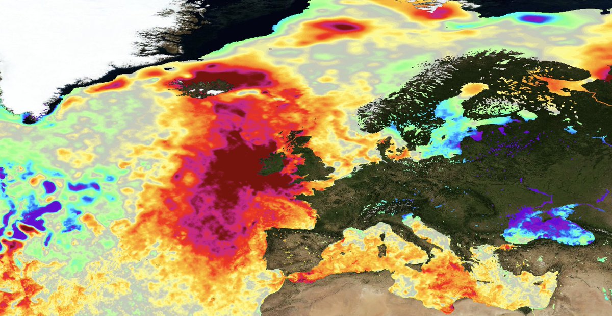 Met4CastUK's tweet image. This is phenomenal. 

Sea surface temperatures are &amp;gt;5C above average to the west of the UK and around Iceland. It's the strongest area of anomalous warmth on the planet at the moment. 

It's the warmest in recorded history for northwest Europe.