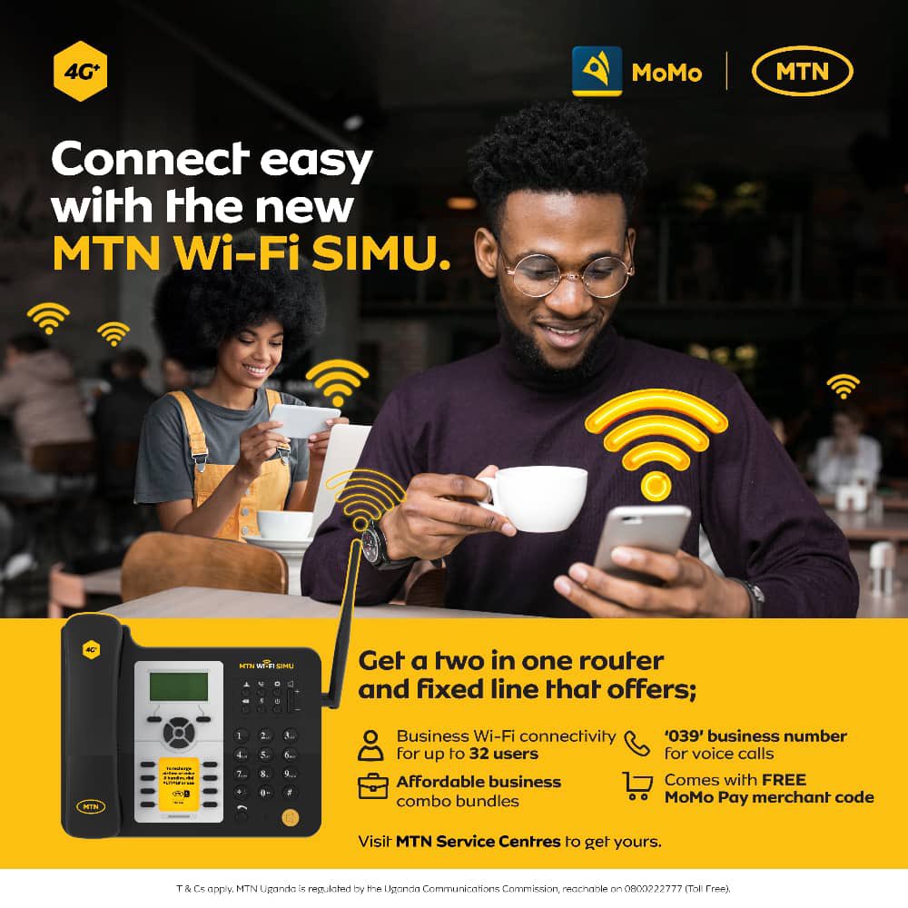 Improve your business with the new #MTNWiFiSimu.

Enjoy high-speed 4G internet for up to 32 users, a ‘039’ business number, and a FREE MoMo Pay merchant code all in one device.

Visit any MTN Service Centre to get started.
  #UnstoppableNetwork